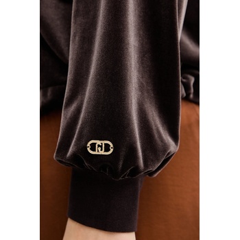 LIU JO Кадифен суичър Liu Jo в кафяво с качулка с изчистен дизайн TF5108. J4955 (TF5108.J4955)