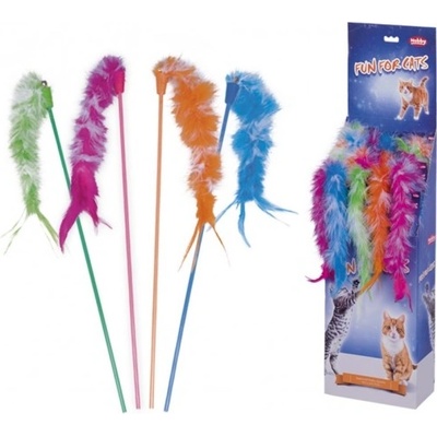 Nobby Играчка за котка с пера и звънчета, 45 см - Пръчка + 24 см - Пера, nobby Германия 66902