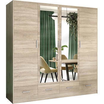 EMS Гардероб SANNA 200x215 см с огледало, дъб сонома (MT0055)