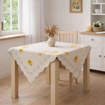 Evenit Jemný obrus vyšívaný so slnečnicou 2951 žltá Polyester 85x85 cm