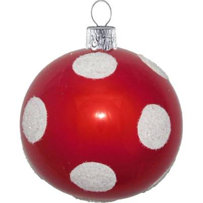 ORNEX Guľa sklenená červená bodky 80 mm