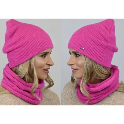 Fashionweek alpakový zimní set čepice komin ZIZI-AL2 růžový neon