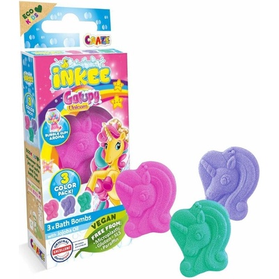 Craze INKEE Galupy Unicorn koupelová bomba pro děti 3 x 15 g