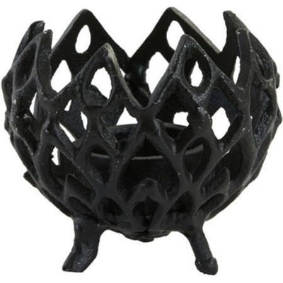 Černý antik kovový děrovaný svícen Siam S - Ø10 * 9 cm - Light & Living