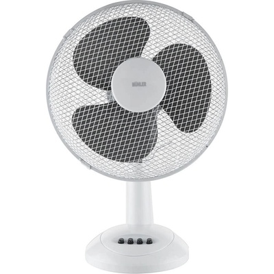 Muhler Вентилатор настолен 12'' Muhler FM-12, Мощност 30W, Механично управление, 3 скорости, 3 перки, Осцилация, Бял (KT-1003840)