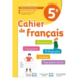 Cahier de Français cycle 4/5e - cahier d'activités - Ed. 2022 (ISBN: 9782017066903)