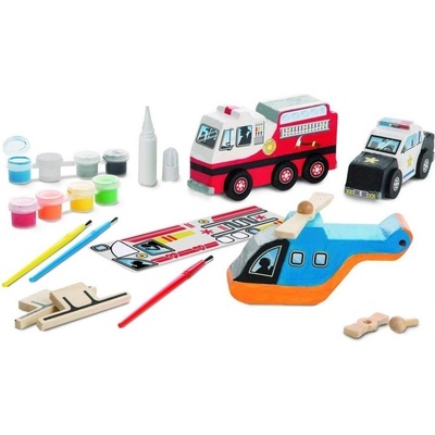 Melissa & Doug Дървен комплект Melissa & Doug - Спасителни превозни средства (19528)