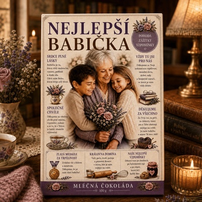 Dárková mléčná 100 g 21x13,5 cm - Nejlepší babička