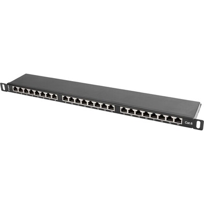 Lanberg Пач панел Lanberg patch panel 24 port 0.5U CAT. 6 shielded, black (PPS6-0024-B)
