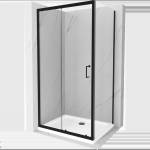 Mexen Apia разтегателна душ кабина 120 x 80 см, прозрачна, черна + корито Flat, (840-120-080-70-00-4010B)