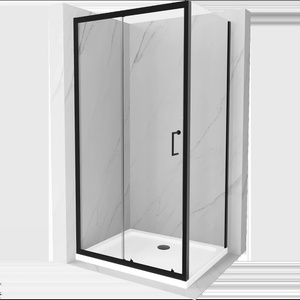 Mexen Apia разтегателна душ кабина 120 x 80 см, прозрачна, черна + корито Flat, (840-120-080-70-00-4010B)