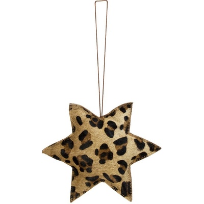 Závěsná dekorativní ozdoba Hvězda s motivem leopardí kůže z hovězí kůže L - 20*20*5cm - Mars & More