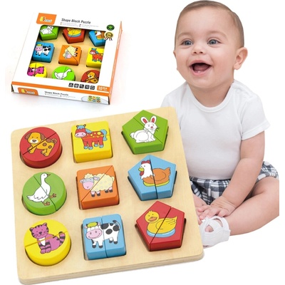 Viga geometrické puzzle zvieratká z farmy