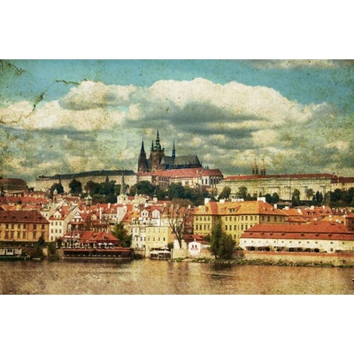 Dimex MS-5-2134 Vliesová fototapeta Retro pohlednice Praha rozměry 375 x 250 cm