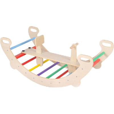 Дървена люлка-катерушка 4 в 1 Costway - Дъга (TS10143CL)