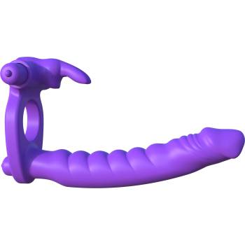 Image 1 of Pipedream Fantasy C-Ringz Silicone Double Penetrator Rabbit Purple