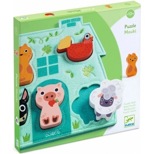 DJECO Wooden Block Puzzle Mouki пъзел 12m+