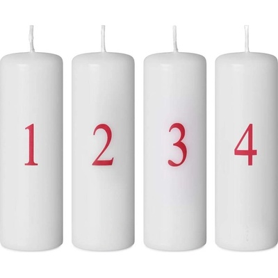 Emocio adventní 40x120 bílé barvy s červeným potiskem čísel 4 x 125 g