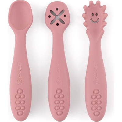 Petite&mars Set silikonových tréninkových lžiček Take&Match 6m+ Dusty Rose