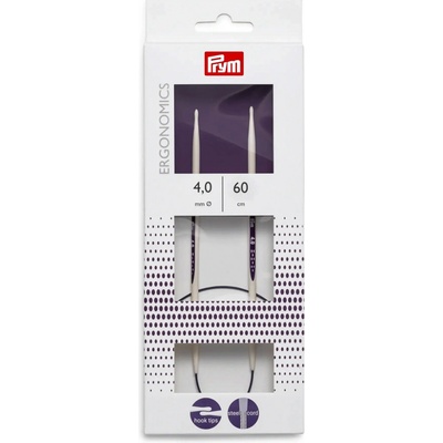 PRYM pletací jehlice ERGO 215604, ergonomické plastové, kruhové, 1 kus, délka 60cm, velikost 4mm