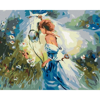 Diamondi Diamantové malování DÍVKA S BĚLOUŠEM 40 x 50 cm bez rámu a bez vypnutí plátna – Hledejceny.cz