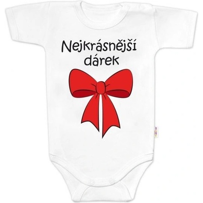 Body krátký rukáv s vtipným textem Baby Nellys Nejkrásnější dárek bílé