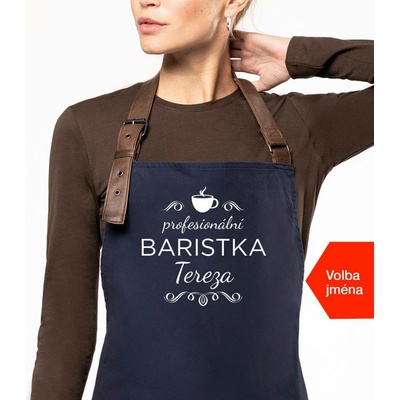 Kariban HobbyTriko Baristická zástěra EXCLUSIVE se jménem Profesionální baristka Tmavě modrá