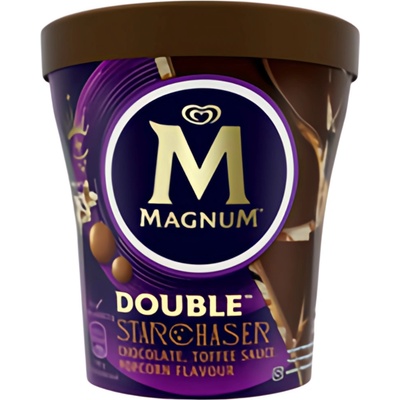 Magnum Double Starchaser Chocolate & Toffee Sauce & Popcorn Flavour zmrzlina v kelímku 440ml