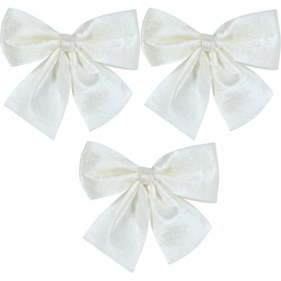 Home Styling Collection Vánoční mašle na stromeček textilní 3 kusy 10 x 9 cm bílá barva