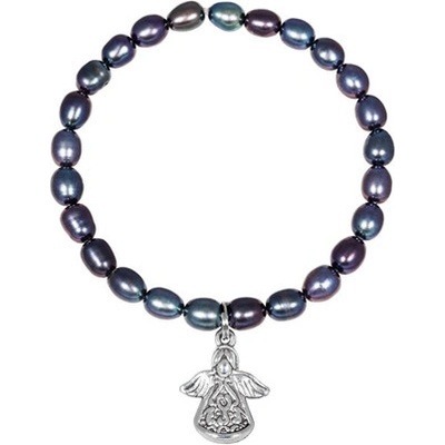 JwL Luxury Pearls perlový náramek s kovovým andělíčkem JL0524