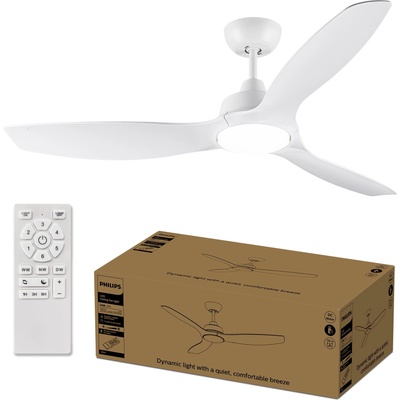 Philips Fixed Blade Ceiling Fan, 3 Blades, Large (52"), 28W LED Light, DC Motor, Color Temperature Range (3000K, 4300K, 6500K) with Dimming Function, Remote Control Included - 929004689111