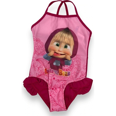 Masha and the Bear Dievčenské ružové plavky Máša Růžová