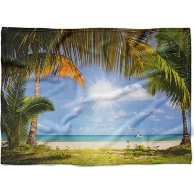 Impar fleece deka Palmy na pláži Podšití beránkem NE 200x140
