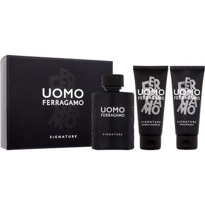 Salvatore Ferragamo Uomo Signature подаръчен комплект: EDP 100 ml + шампоан и душ гел 100 ml + балсам за след бръснене 100 ml за мъже