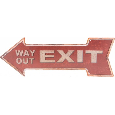 Červená plechová cedule Exit - 46*15 cm - Clayre & Eef