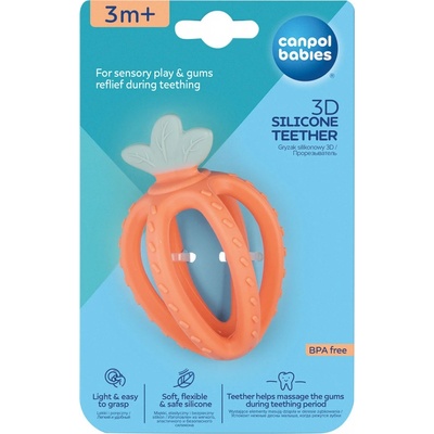 Canpol Babies silicone Sensory Teether Strawberry hryzadielko Orange1 ks
