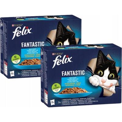 PURINA Felix Fantastic krmivo mokra dla kočky rybí mix chutí 24 x 85 g