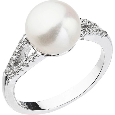 Evolution Group Stříbrný prsten s bílou říční perlou 25003.1