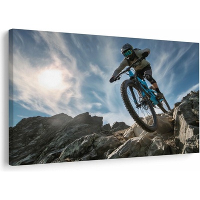 Obraz cyklista na horské stezce - 120x80