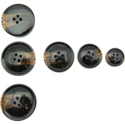 Dierkový gombík - lesklý - tmavohnedý-béžový melír - priemer 2,8 cm