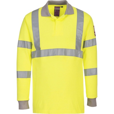Portwest hi-vis modaflame fr77 / Огнеупорна светлоотразителна поло тениска, антистатична - hv жълто/сиво xl (fr77yerxl)