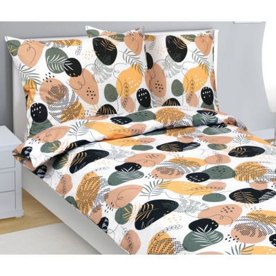 Bellatex Povlečení bavlna Hořčicová Khaki Bílá 140x200 70x90 – Zboží Dáma