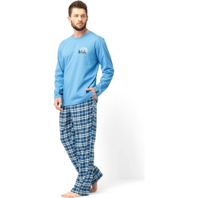 Key pánské pyžamo 626 modrá flanel