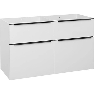 EBS Nevio B Skříňka pod umyvadlo 121 cm s černým úchytem, bílá lesklá