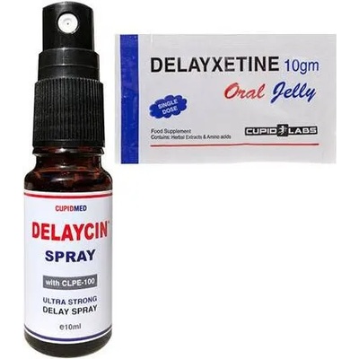 CUPID LABS Задържащ спрей за мъже Delaycin + Желе за забавяне на еякулацията Delayxetine