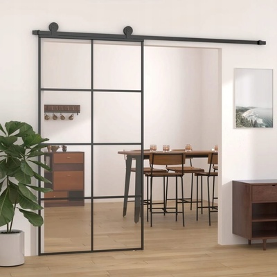 zahrada-XL Posuvné dveře hliník a ESG sklo 102,5 x 205 cm černé