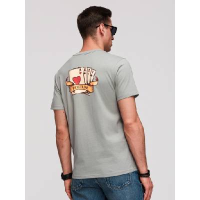 Ombre Clothing Мъжка памучна тениска regular fit с винтидж принт татуировка - сива V1 OM-TSPT-0257 Ombre Clothing Ombre Clothing | Siv | МЪЖЕ | S
