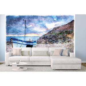 DIMEX ART Самозалепваща се флизелинова фототапета рибарска лодка 375 x 250 см