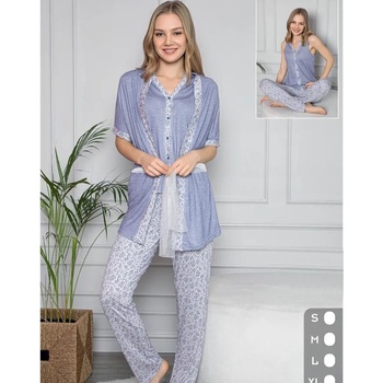 Image 1 of Пижама от 3 части в синьо и бяло