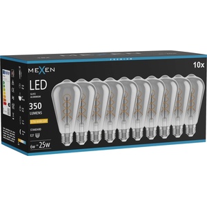 Mexen Vintis 10x LED крушка филамент спирала E27, ST64, 6W, Топла - 2200K, 350 lm, опушен (L162-E27-0622-70x10)
